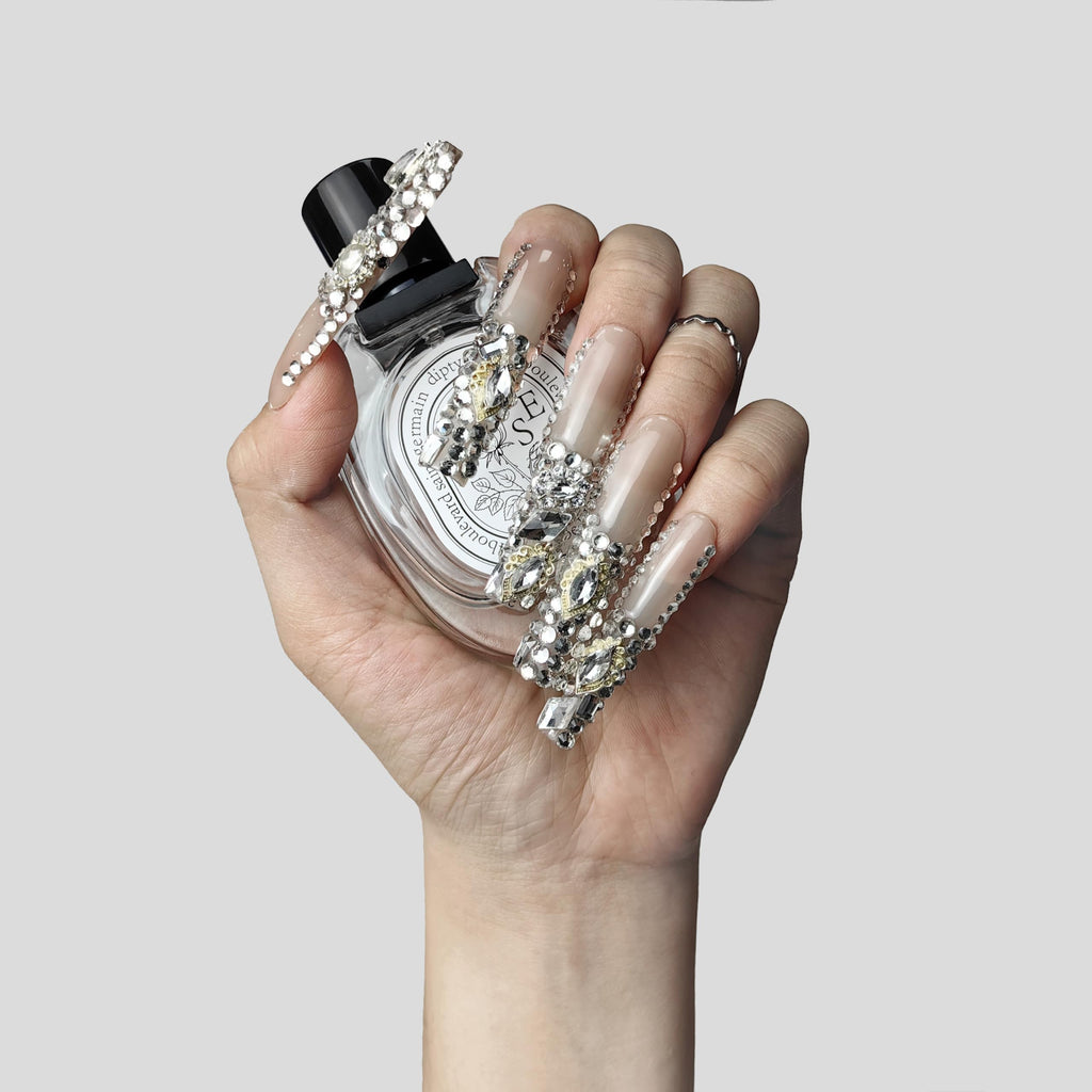 New PMMA Acrylic Press On Nails Stunning Bling Nails, Glitter Rhinestone Nails Gradient