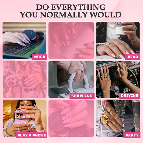 10pcs Handmade Press On Nails Glitte rGold Diamond Extra Long Stiletto Reusable Gel UV FinishedFalse Nails